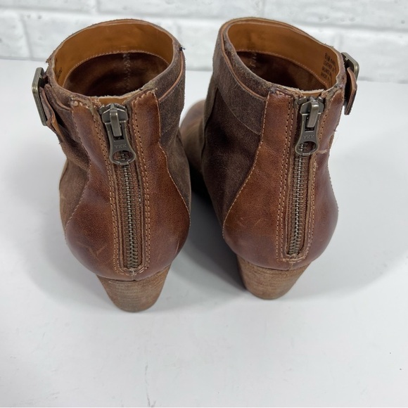 KORK EASE Brown Distressed Block Heel Boot with buckle & Side Zip Almond toe - Picture 8 of 10